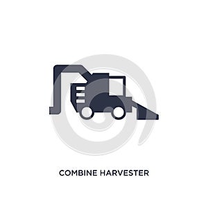 combine harvester icon on white background. Simple element illustration from agriculture farming and gardening concept