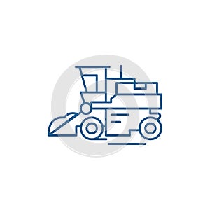 Combine harvester line icon concept. Combine harvester flat  vector symbol, sign, outline illustration.