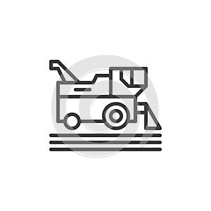 Combine harvester line icon, outline vector sign, linear style pictogram isolated on white. Symbol, logo illustration. Editable st