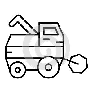 Combine harvester thin line icon. Gathering harvest vector illustration isolated on white. Agricultural outline style