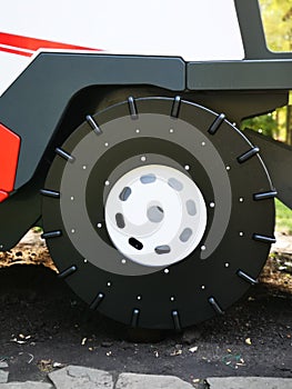 combine harvester wheel in outdoor