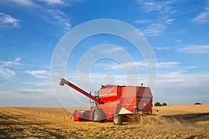 Combine harvester at work