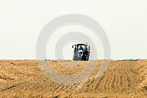 Combine harvester working on a wheat field. Harvesting wheat.