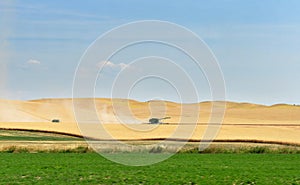 Combine Harvesters in Palouse Wheat Fields