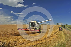 Combine harvesting photo
