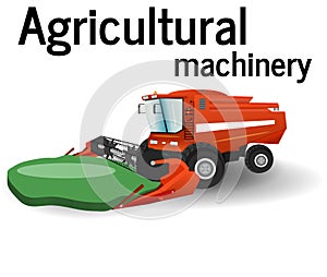 The combine is harvesting the agricultural technique