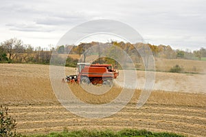 Combine Harvesting Soy Beans