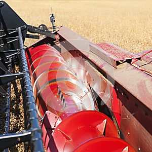 Combine harvesting soybeans.