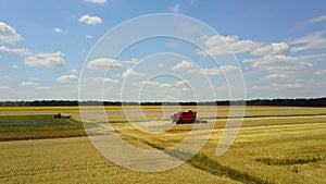 Combine Harvesting Wheat