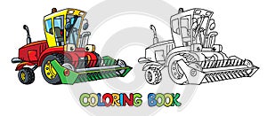 Combine or lawn mower with eyes coloring book