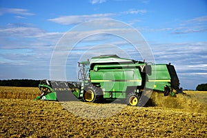 Combine machine during harvest time