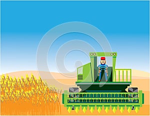 Combine Mows and Harvests crops vector