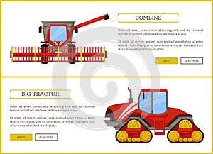 Combine Tractor Agriculture Vector Illustration