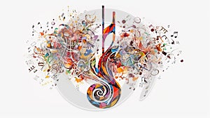 Combine a treble clef key with a whirlwind of musical notes