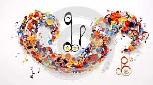 Combine a treble clef key with a whirlwind of musical notes