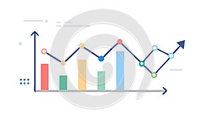 Combined Bar and Line Graph, Data Visualization, vector design Generative AI