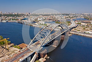 Combined car and subway bridge under construction. Kiev Kyiv, Ukraine