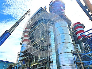 Combined cycle power plant. Typically, it combines a gas turbine cycle with a steam turbine cycle