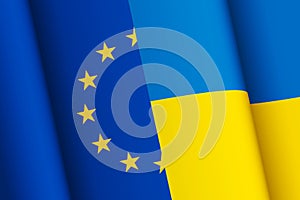 Combined flags of the European Union and Ukraine