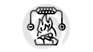 combined heat or peltier generator black icon animation