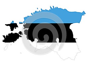 Combined Map and Flag of Estonia