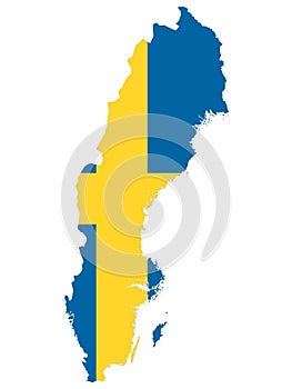 Combined Map and Flag of Sweden