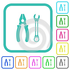 Combined pliers and wrench vivid colored flat icons