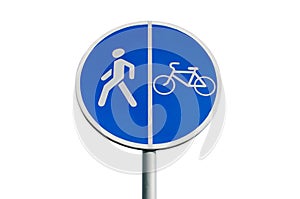 Combined road sign pedestrian and bicycle