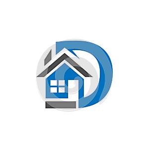 Combines house and the letter D, abstract houses. vector illustrator