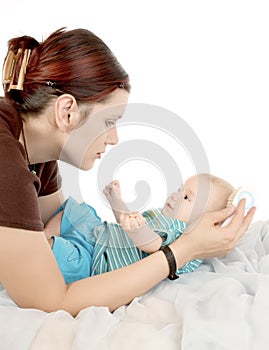 Combing baby`s hair