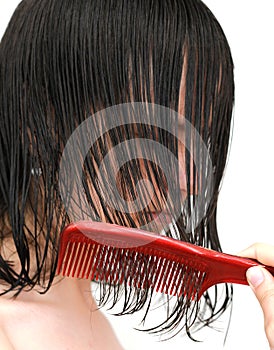Combing wet hair