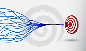 Combining blue lines with arrows pointing towards the center of a red target