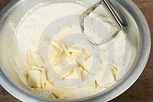 Combining butter and flour for baking