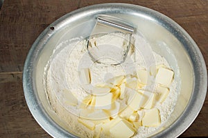 Combining butter and flour for baking