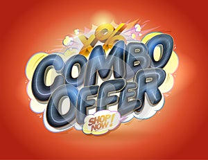 Combo offer banner template with glossy lettering