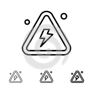 Combustible, Danger, Fire, Highly, Science Bold and thin black line icon set