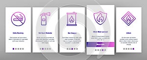 Combustible Products Onboarding Icons Set Vector