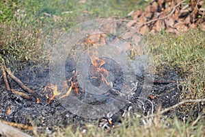Burning causes pollution and affects the environment somewhere in Thailand