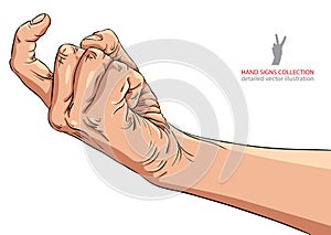 Come on hand sign, detailed vector illustration.