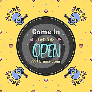 Come in we're open Vector illustration