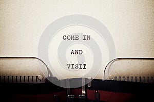 Come in and visit phrase