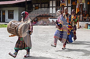 The comedians tickle citizens during feast day, Bumthang , Bhutan.