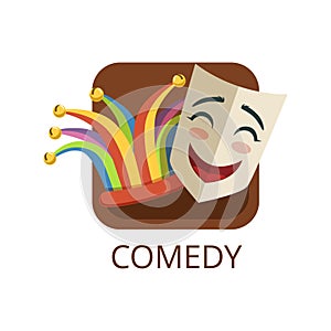 Comedy cinema or theatre genre, cinematography, movie production vector Illustration