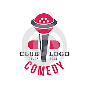 Comedy club logo, poster with date vector Illustration on a white background