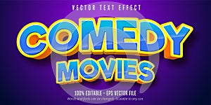 Comedy movies text, cartoon style editable text effect