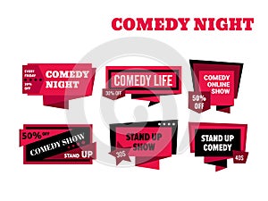 Comedy night at club, live show sticker concept