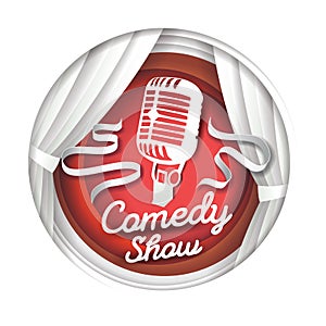 Comedy show, vector illustration in paper art style