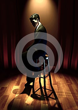 Comedy stage with a artist3d illustration