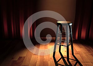 comedy stage with chair and spot lights 3d illustration