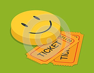 Comedy stand-up show ticket booking flat 3d isometric vector